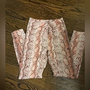 Victoria's Secret On Point Live Pink and Cream Snake-Print Leggings